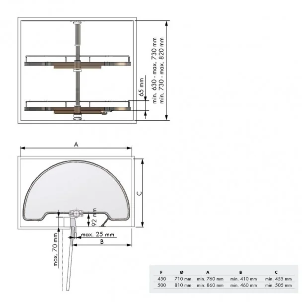 Bandeja Giratoria Semicircular 180º Mueble Rincón Línea Compact