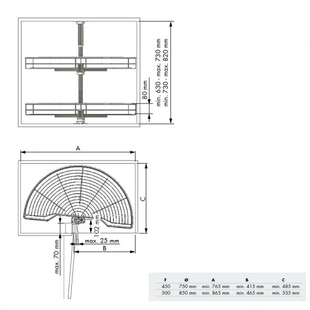 Bandeja Giratoria Semicircular 180º Mueble Rincón Línea Clásica A