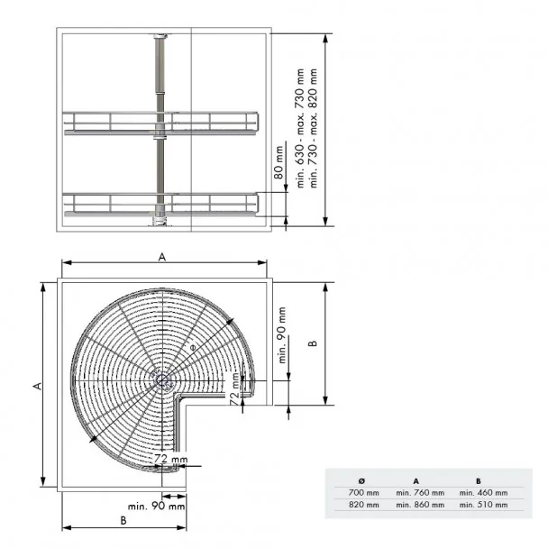 Bandeja Giratoria 270º Tipo A Mueble Rincón Cocina Línea Clásica