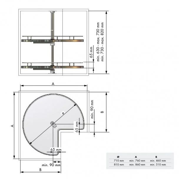 Bandeja Giratoria 270º Tipo A Mueble Rincón Cocina Línea Compact