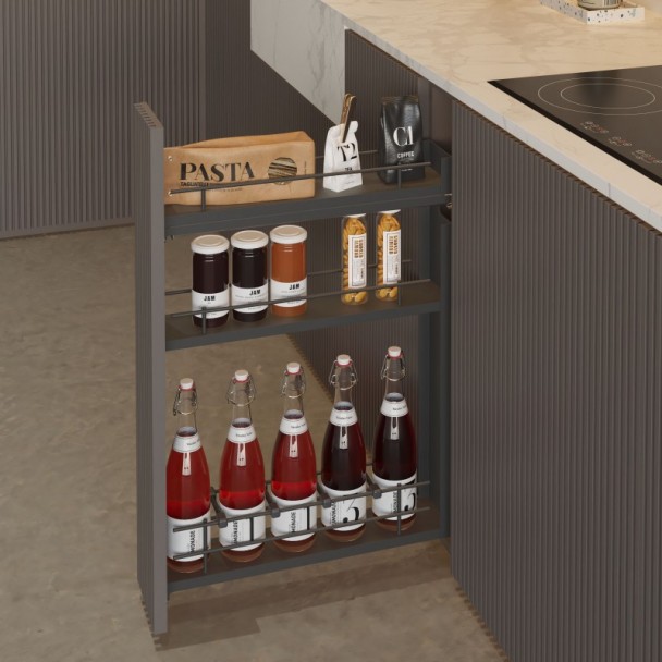 Botellero Extraíble 3 Alturas Antracita Compact Lateral