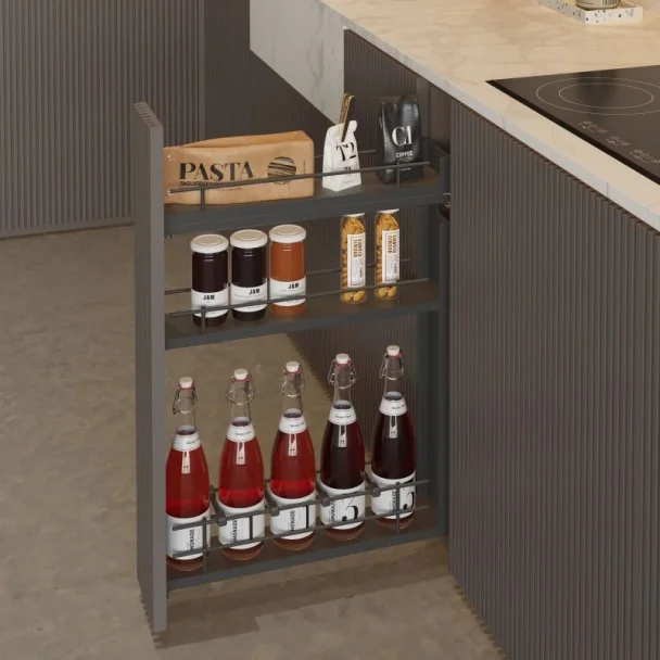 Botellero Extraíble 3 Alturas Antracita Compact para Cocina