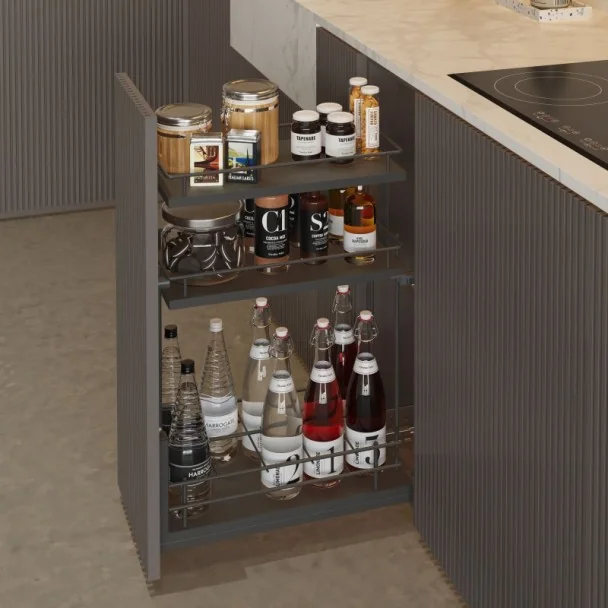 Botellero 3 Alturas Extraíble Antracita Compact para Cocina