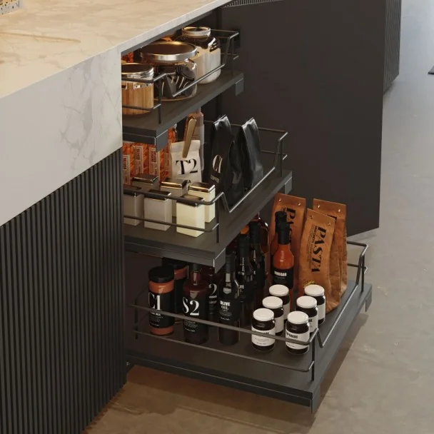 Cesto Extraíble Multiuso Antracita Compact para Cocina