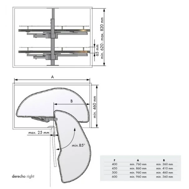 Bandeja Deslizante Antracita Dolphin II Compact para Cocina