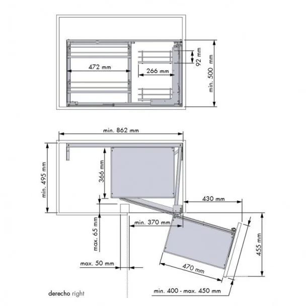 Bastidor Extraíble Articulado Antracita Compact para Cocina