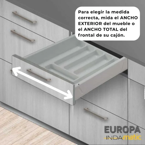 Cajón Cubertero de Cocina Europa PVC Gris