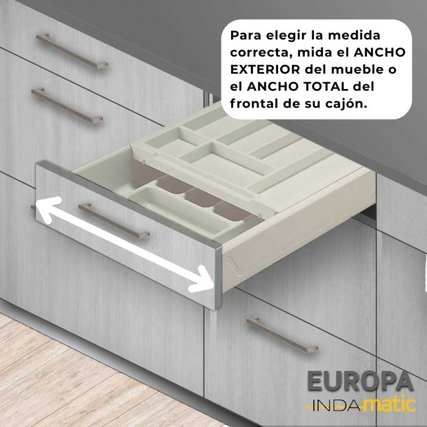 Cajón de Cocina Doble Cubertero Europa PVC Blanco