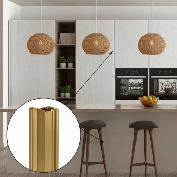 Perfil Gola Vertical Lateral Oro 8018 para cocinas