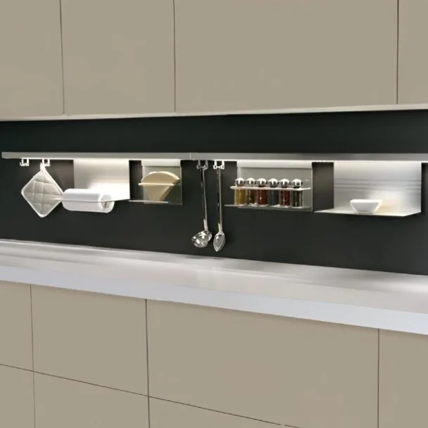 Portaespecias en aluminio y cristal