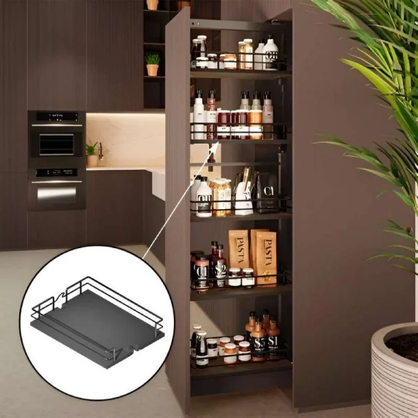 Cesto para Columna Extraíble Antracita Compact | Menage Confort