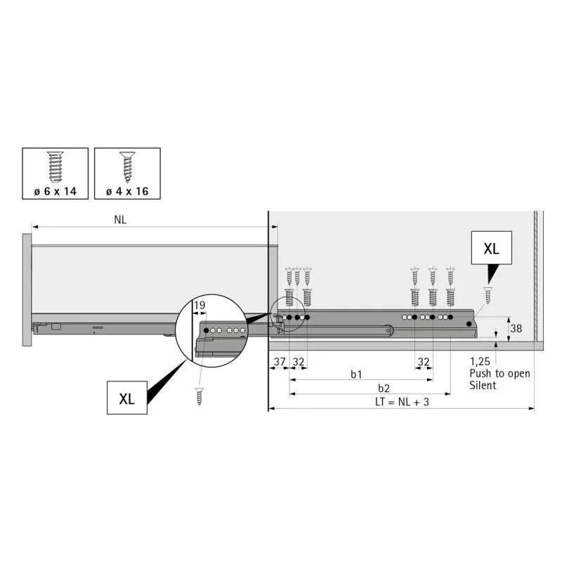 Set Cajón Avantech You H101/500 Antracita | Hettich