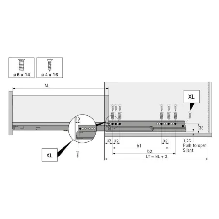 Set Cajón Avantech You H101/500 Antracita | Hettich