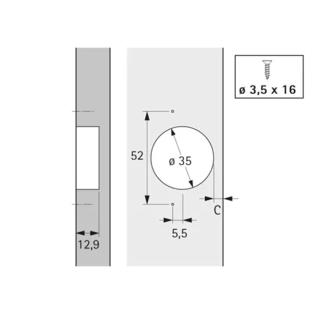 Bisagra Especial 95º ET 582 | Hettich 72134