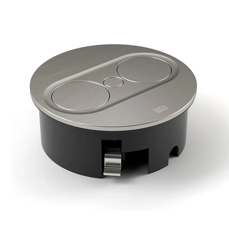 Enchufe Empotrable TWIST 2 Redondo Inox | Bachmann 946004
