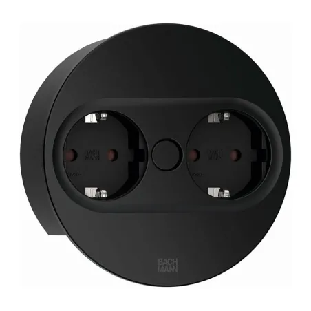 Enchufe Empotrable TWIST 2 Redondo Negro | Bachmann 946104