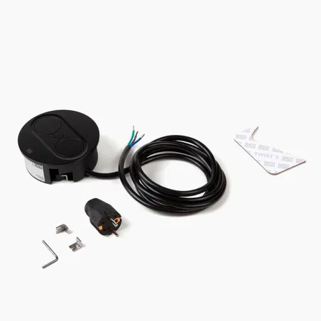 Enchufe Empotrable TWIST 2 Redondo Negro | Bachmann 946104