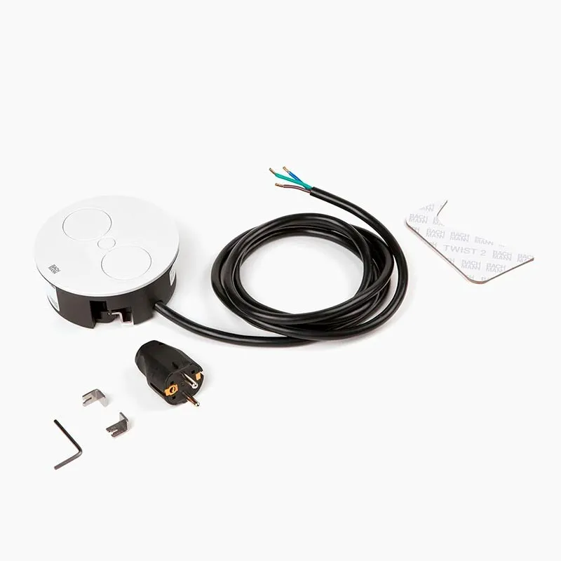 Enchufe Empotrable TWIST 2 Redondo Blanco | Bachmann 946204