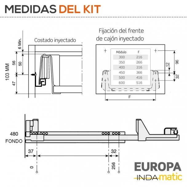 Cajón de Cocina Doble Cubertero Europa PVC