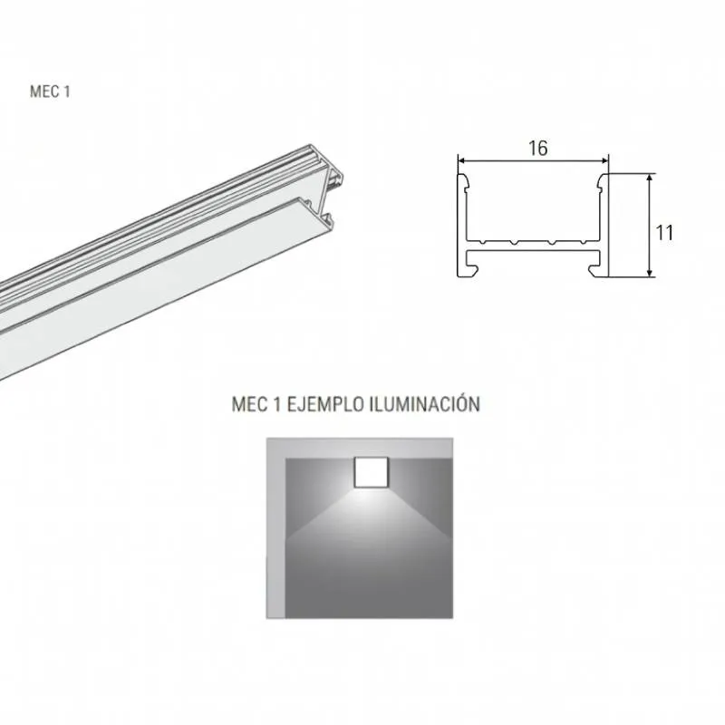 Perfil Recto Luz LED Mec 1 para Cocina | L&S