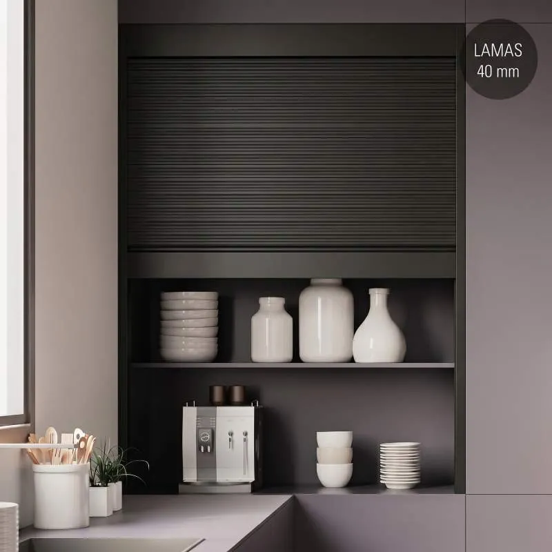Kit Persiana Aluminio Box Milano Negro Mate Lama 40 para Cocina