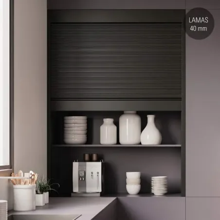 Kit Persiana Aluminio Box Milano Negro Mate Lama 40 para Cocina