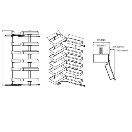 Kit Columna Despensero Extraíble Duo Lamina | Vibo EDCI4512M2LGM