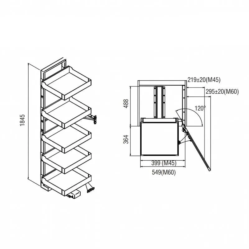 Kit Columna Extraíble Maxi Lamina para Cocina | Vibo CEM45M5LGM