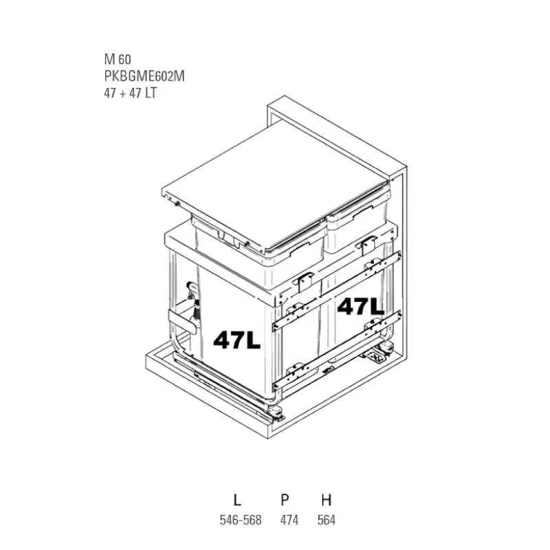 Cubo Reciclaje Basura Kombi para Mueble Cocina de 600 mm | Vibo