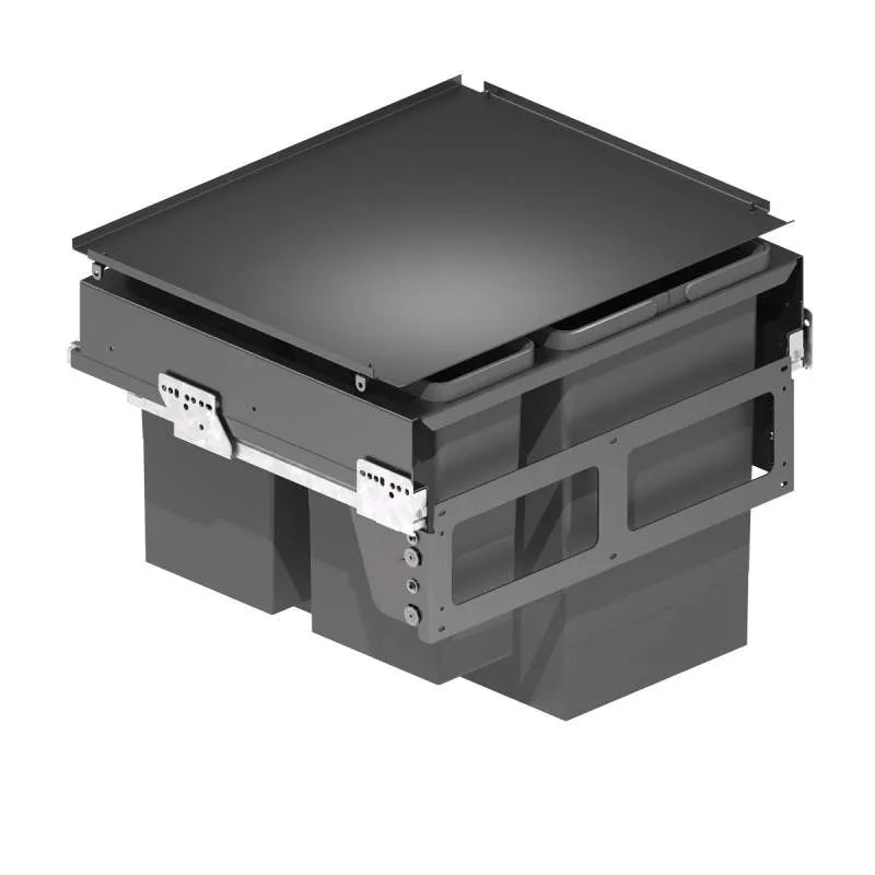 Cubos Basura 2 x 24 + 2 x 8 L con Sistema de Guías para Cocina