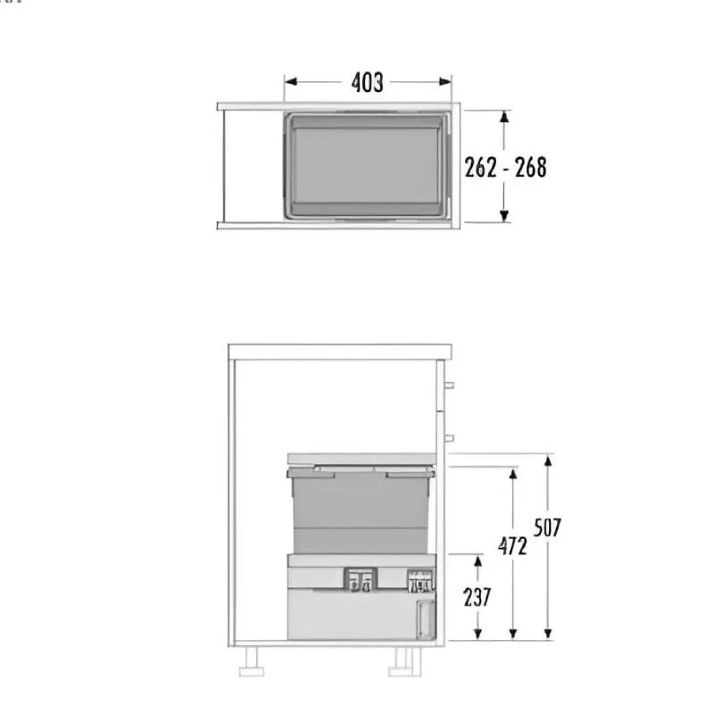 Cubo de Basura Bajo Fregadero CARGO SYNCHRO | Cucine Oggi HA 3608-63