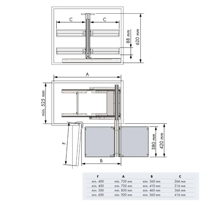 Extraíble Articulado Flat Cromo para Mueble de Cocina