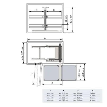 Extraíble Articulado Flat Antracita para Mueble de Cocina