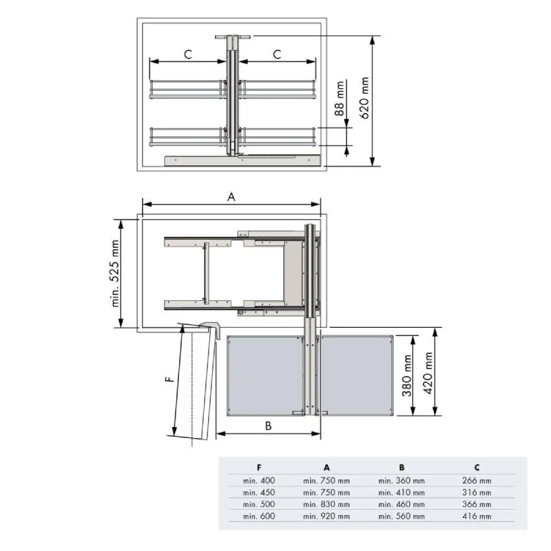Bastidor Extraíble Rinconero Articulado Compact Cromo