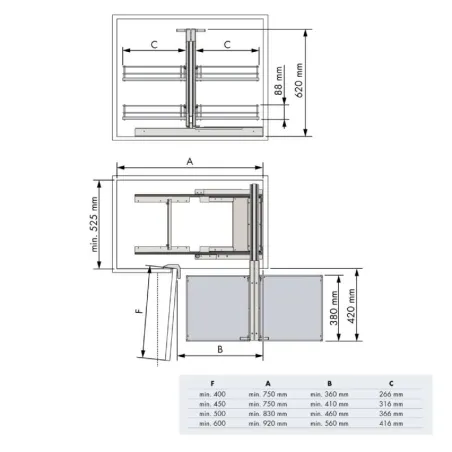 Bastidor Extraíble Rinconero Articulado Compact Cromo