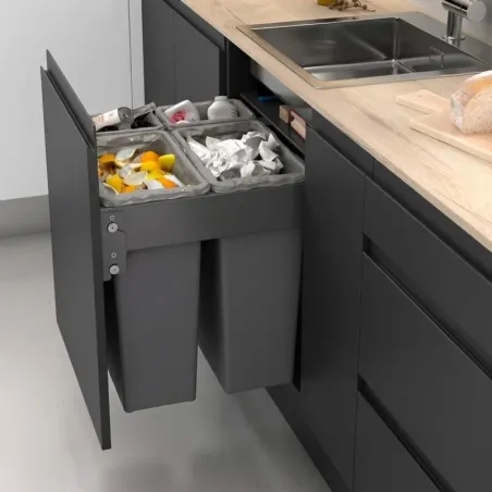 Cubos Reciclaje Basura 2 x 35 + 2 x 8 L para Mueble de Cocina