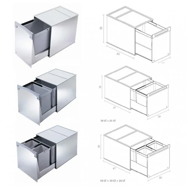 Cubos Reciclaje Basura Acero Inoxidable para Mueble Cocina