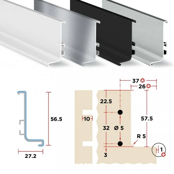Perfil Sistema Gola Horizontal Superior Blanco 8006