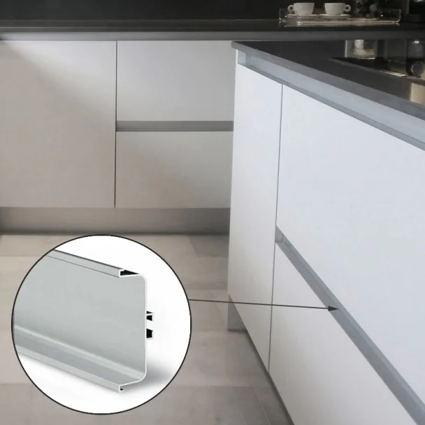Perfil Sistema Gola Horizontal Intermedio Aluminio 8007