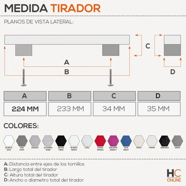 Tirador 1001E Cromo + Granito Cocina