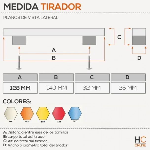 Tirador 2427 Cromo Mate con Resina Colores