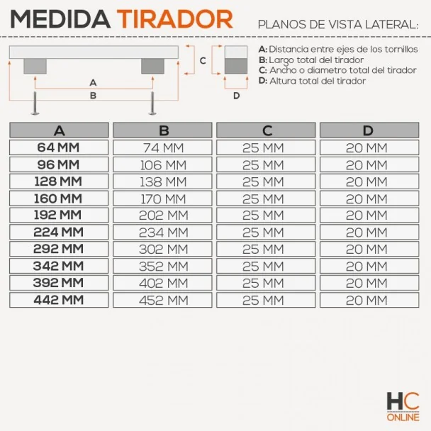 Tirador 2405 Aluminio Cromo Mate Cocina