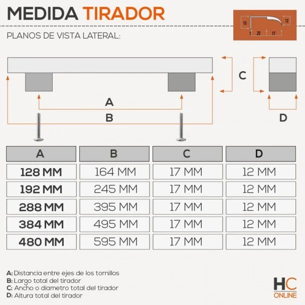 Tirador 2456 Aluminio Cromo Mate Cocina