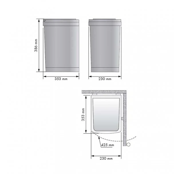 Cubo Basura Rectangular Inox 21 L
