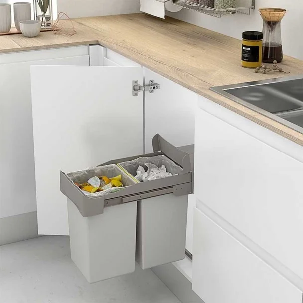 Cubo Basura Ecológico Rectangular 14 + 14 L