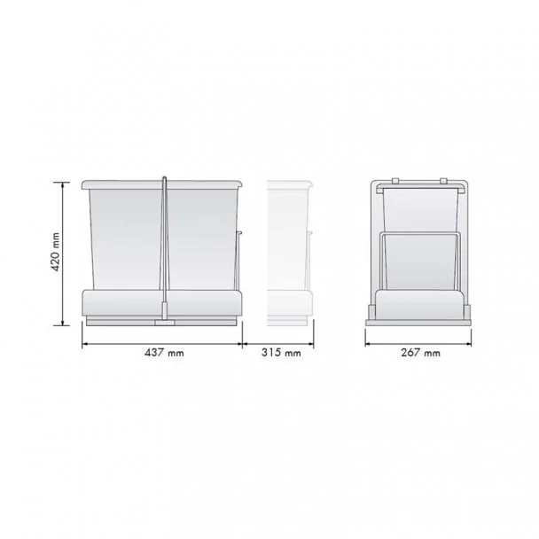 Cubo Basura Ecológico Rectangular 14 + 14 L Automático