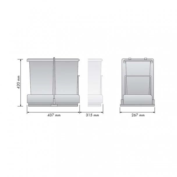 Cubo Basura Ecológico Rectangular Inoxidable 14 + 14 L Automático