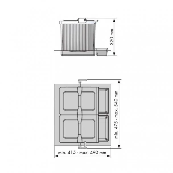 Cubos Reciclaje Basura para Cajón Mod. J