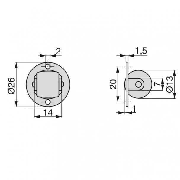 Rueda Auxiliar para Muebles D. 13 mm para Tapa Giratoria