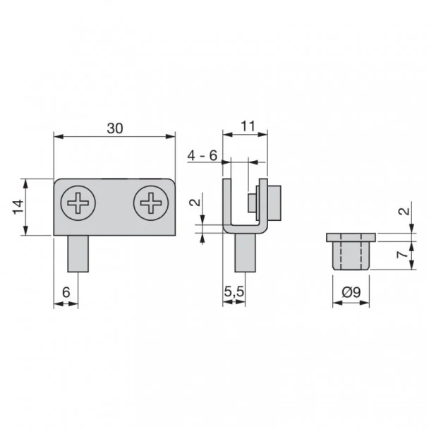 Bisagras Interiores con Casquillo para Puerta de Cristal